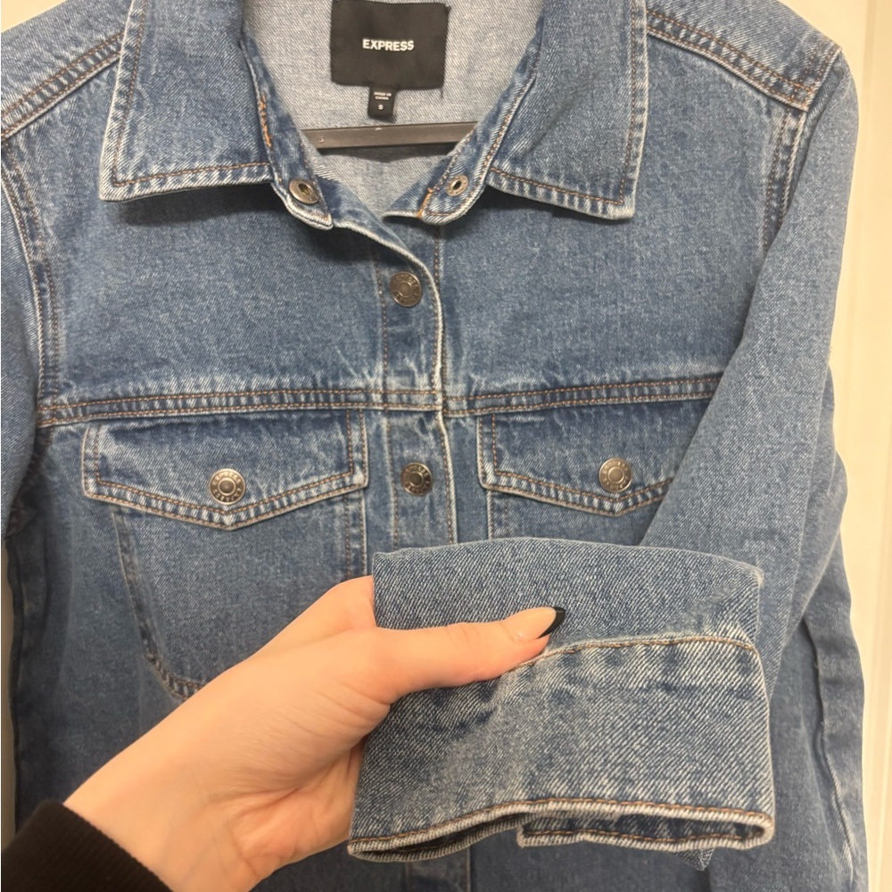 Express Classic Blue Denim Button-Up Jacket - Picture 6 of 9
